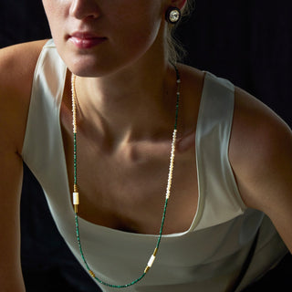 malachite glass chain necklace